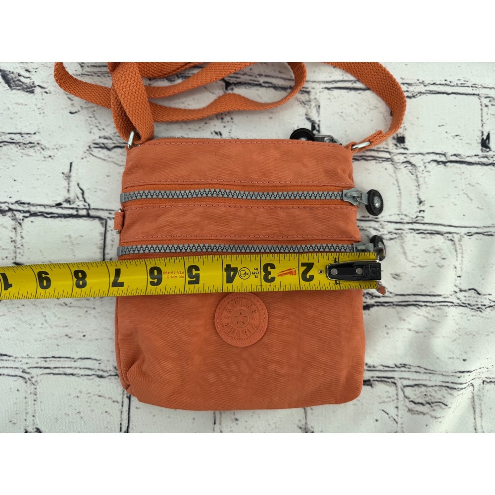 Kipling Orange Crinkle Nylon‎ Small Multi-Pocket Crossbody Bag Adjustable Strap - Picture 3 of 5